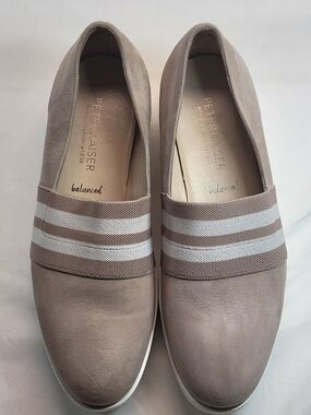 Peter Kaiser Balanced Taupe Slip-On Loafers Platform Wedge Shoes Women's 4.5